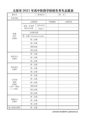 太原中考填报志愿表（太原中考填报志愿表格图片）