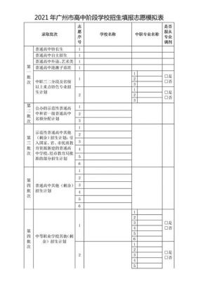 广州中考志愿填报模板（广州中考志愿填报模板图片）