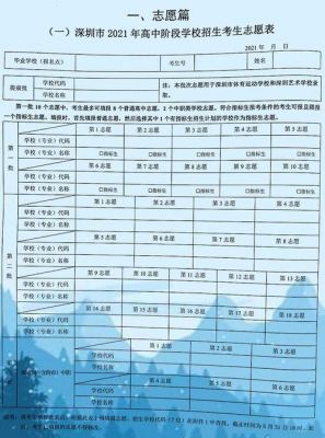 深圳中考志愿表（深圳中考志愿表怎么填写样本2022）