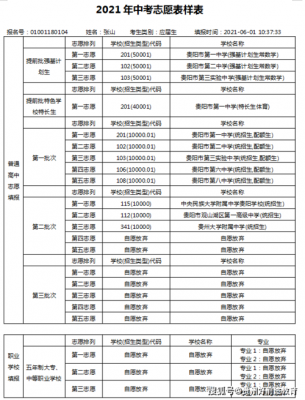 中考志愿表贵州（中考志愿填报技巧与指南2021贵州）