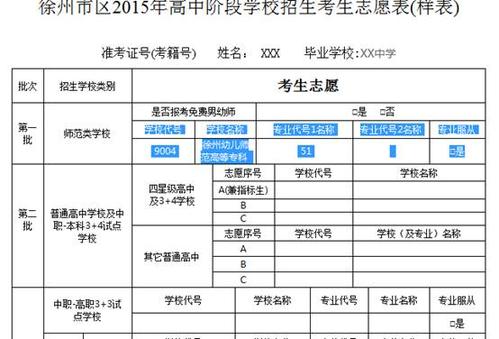 徐州中考填报志愿指南（徐州中考填报志愿指南怎么填）