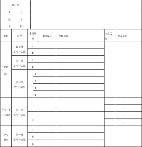 中考志愿填写表衡阳（2020中考志愿填写表格）