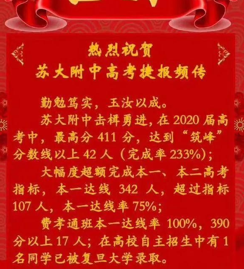 苏州三中高考升学率（苏州三中2020年高考成绩）