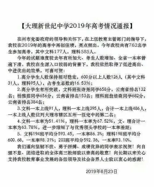 大理高考升学率（大理州高考多少人2020）