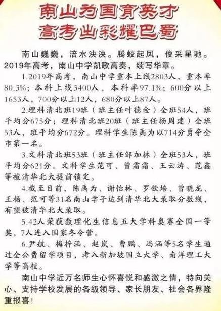 绵阳南山升学率2019（绵阳南山升学率2019年怎么样）