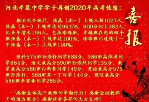 河北辛集中学升学率（河北辛集中学喜报2021）