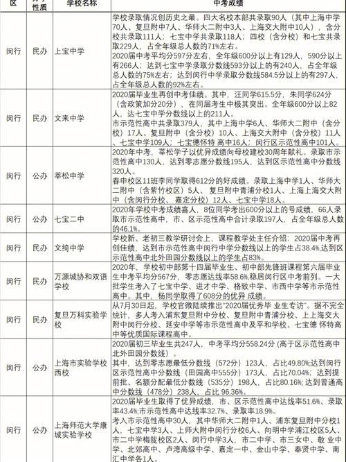 闵行区中考升学率（闵行区2020各学校中考成绩）