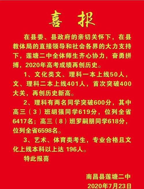 莲塘二中录升学率（莲塘二中喜报2020）